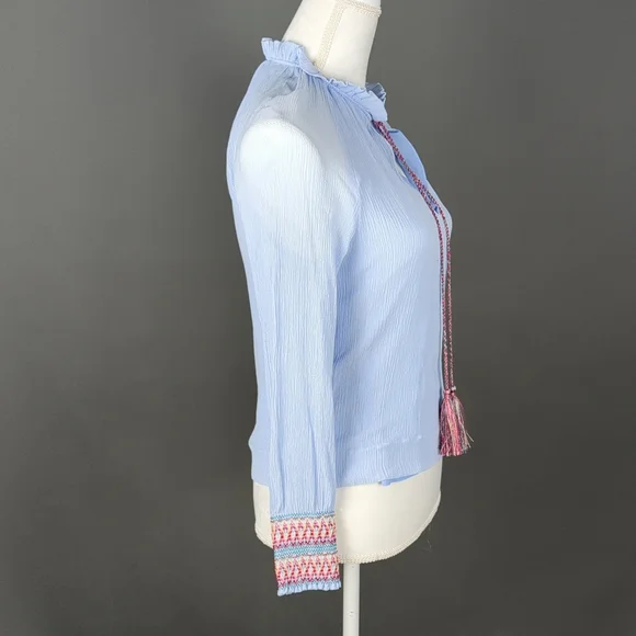 Marie Oliver 100% sky blue silk blouse - Picture 7 of 9